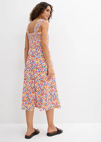 Shirtjurk in een katoen-viscosemix, Kleur: wolwit-briljantblauw-geel-pink-warm oranje-zwart gedessineerd