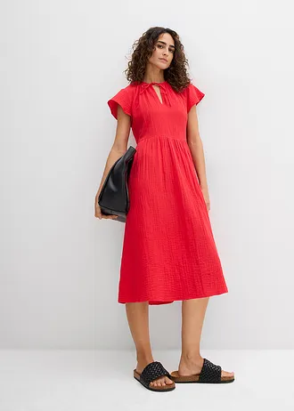 Robe douce en gaze de coton • fraise • Boutique bonprix