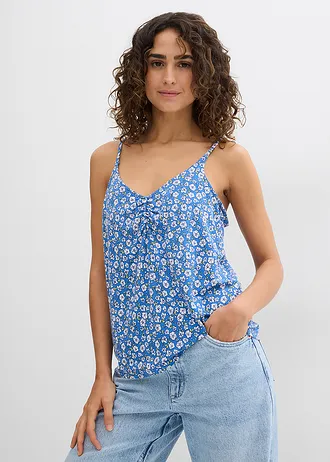 Gebloemde top van soepele viscose • gletsjerblauw gebloemd • bonprix online shop