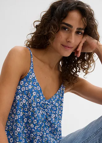 Gebloemde top van soepele viscose • gletsjerblauw gebloemd • bonprix online shop