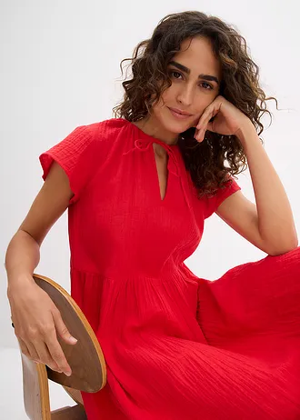 Robe douce en gaze de coton • fraise • Boutique bonprix