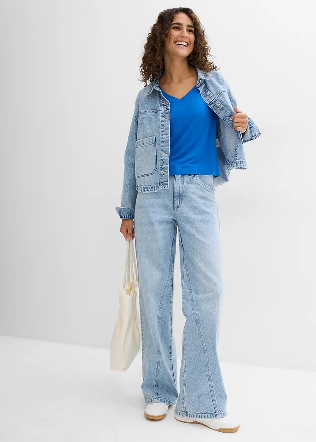 T-shirt fluide oversize en viscose mélangée • bleu azur • product-page.page-title-suffix