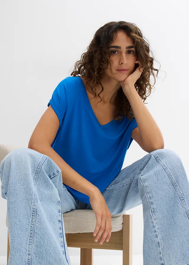 T-shirt fluide oversize en viscose mélangée • bleu azur • product-page.page-title-suffix