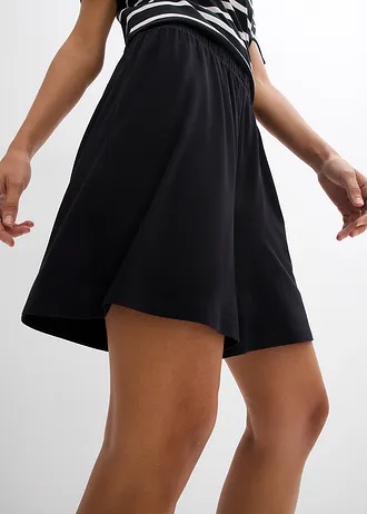 Short à taille élastiquée en viscose douce et extensible • noir • Boutique bonprix