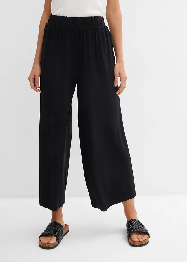 Jersey culotte van soepele viscose, Kleur: zwart