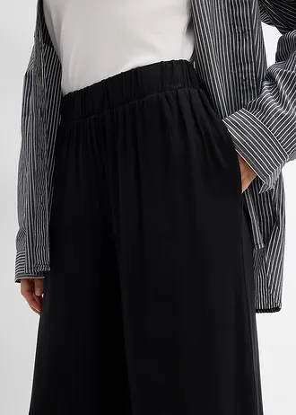 Spodnie culotte z dzianiny z lejącej wiskozy • czarny • sklep bonprix