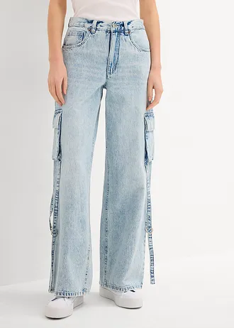 Džínsy s kapsáčami, stredná výška pásu • ľadovo modrá denim used • obchod bonprix