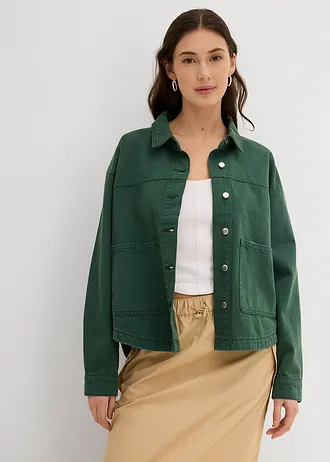 Košilová bunda z čisté bavlny • stínová zelená • bonprix obchod