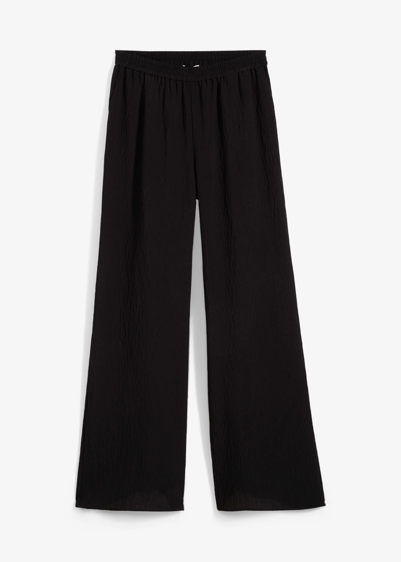Broek van gestructureerde crinkle-viscosemix • zwart • bonprix online shop
