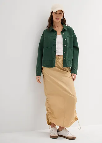 Košilová bunda z čisté bavlny, barva: stínová zelená