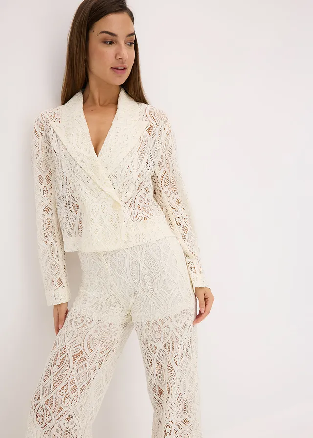 Blazer van kant • crème • product-page.page-title-suffix