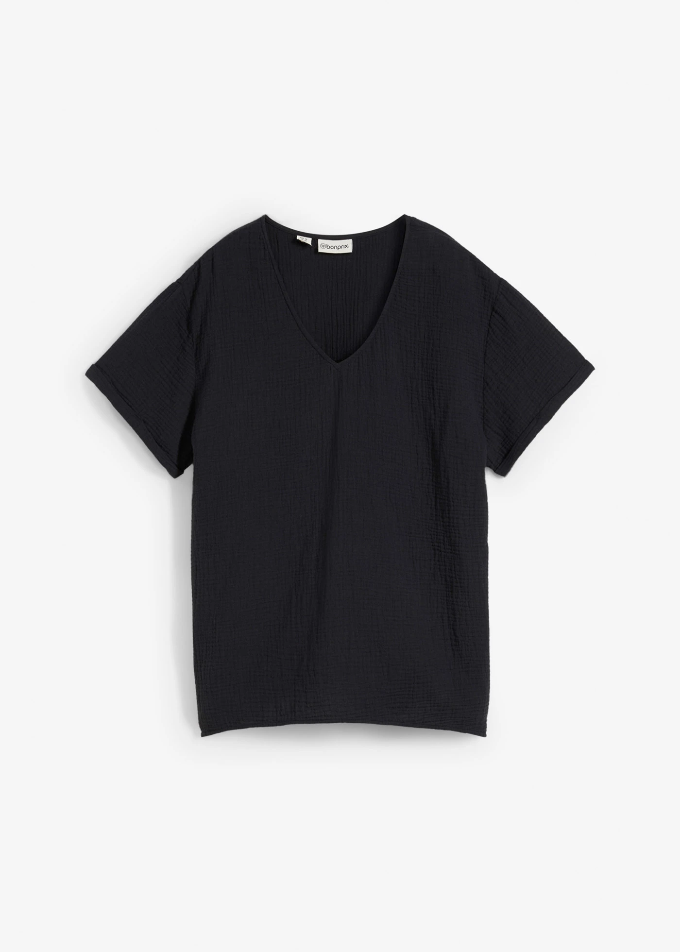 Tunika T-shirtowa z miękkiego muślinu • czarny • sklep bonprix