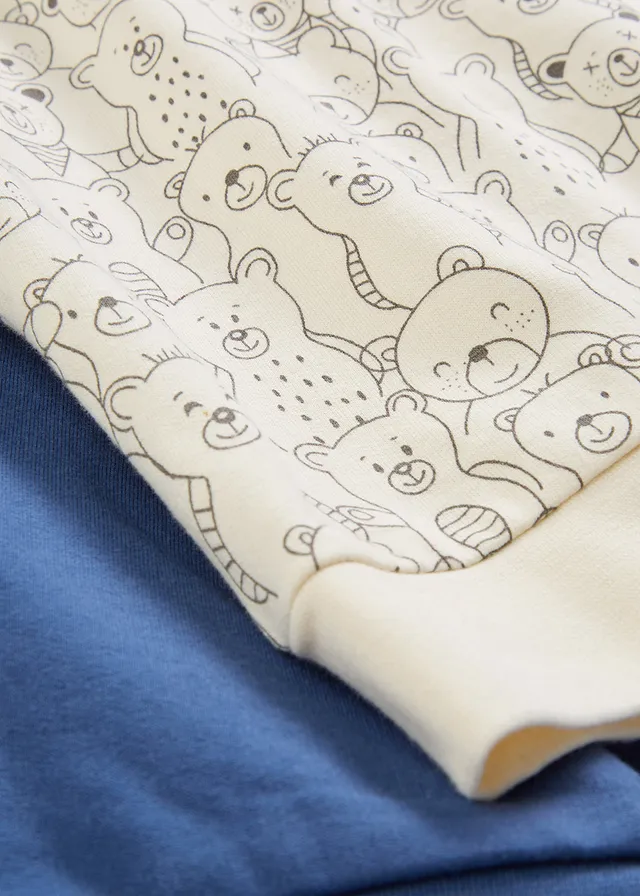 Lot de 2 sweats 100% coton • indigo clair+beige naturel imprimé • product-page.page-title-suffix