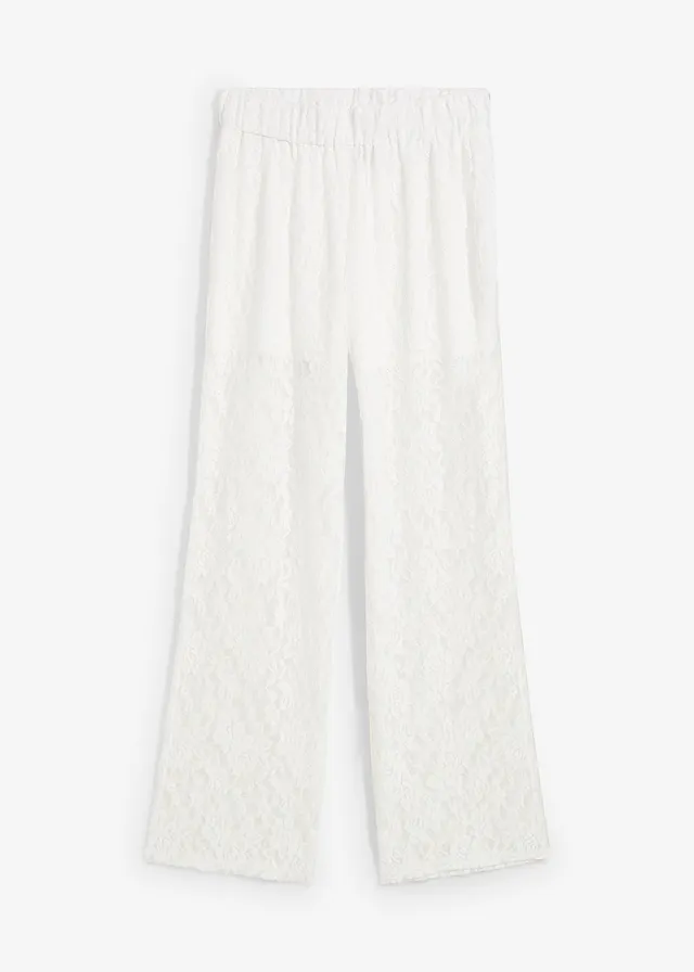 Broek met kant • wit • bonprix online shop