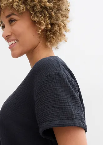 Tunika T-shirtowa z miękkiego muślinu • czarny • sklep bonprix