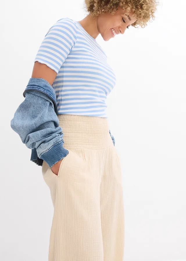 Pantalon palazzo en gaze de coton • sable clair • product-page.page-title-suffix
