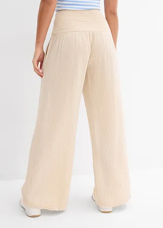 Pantalon palazzo en gaze de coton • sable clair • Boutique bonprix