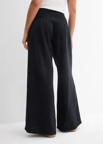 Pantalon palazzo en gaze de coton • noir • Boutique bonprix