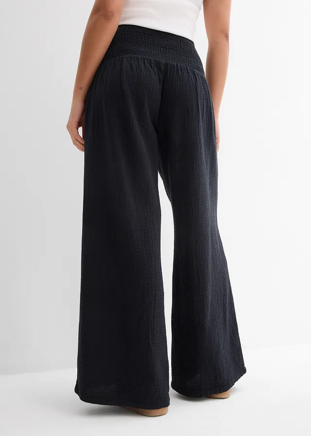 Pantalon palazzo en gaze de coton • noir • product-page.page-title-suffix