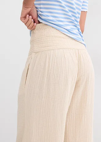 Pantalon palazzo en gaze de coton • sable clair • Boutique bonprix