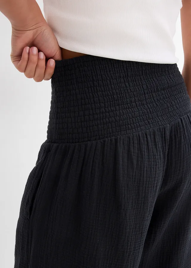 Pantalon palazzo en gaze de coton • noir • product-page.page-title-suffix