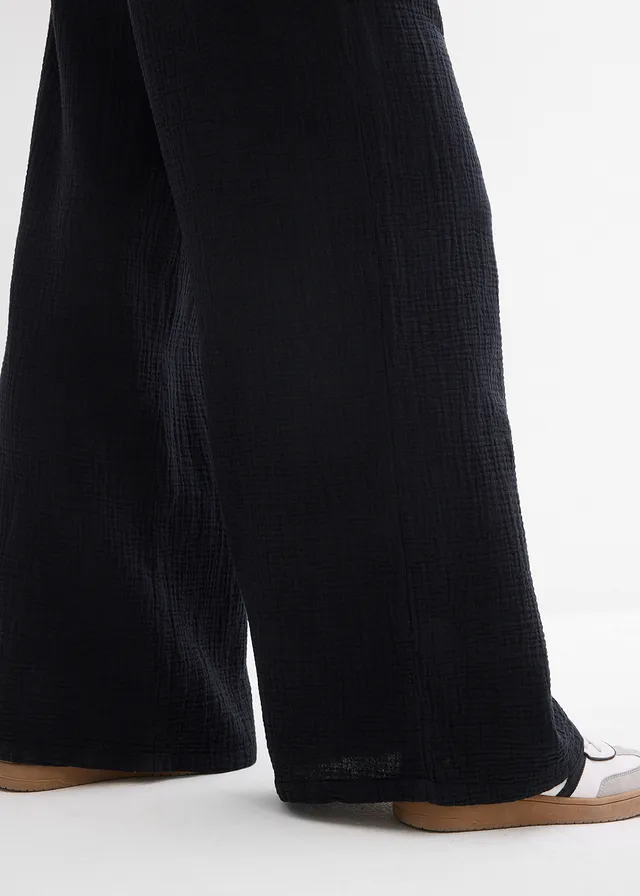 Pantalon palazzo en gaze de coton • noir • product-page.page-title-suffix