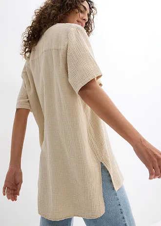 Lange mousseline overhemdblouse • lichtsand • bonprix online shop