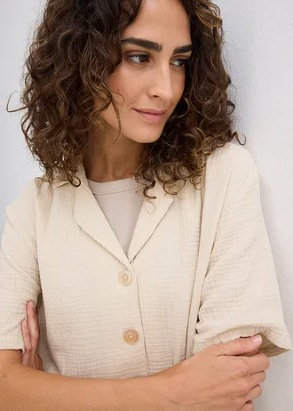 Lange mousseline overhemdblouse • lichtsand • bonprix online shop