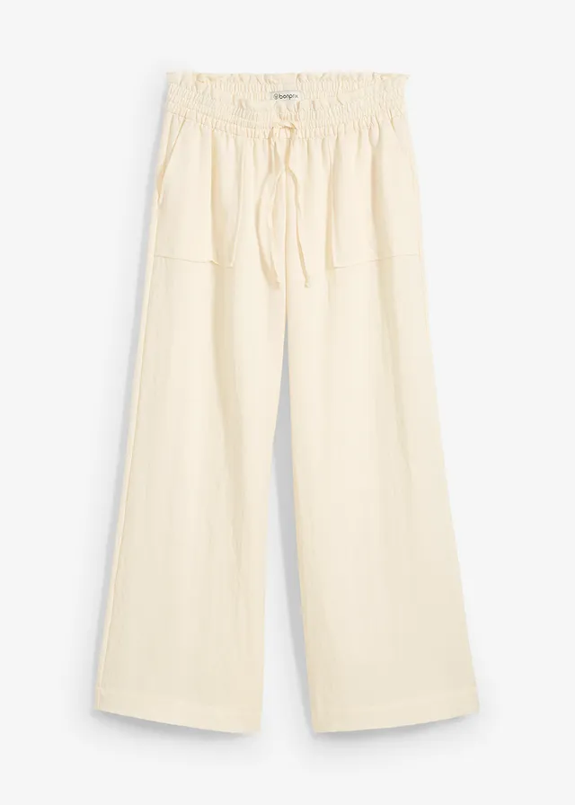 Pantalon large et fluide en lyocell mélangé • crème • Boutique bonprix