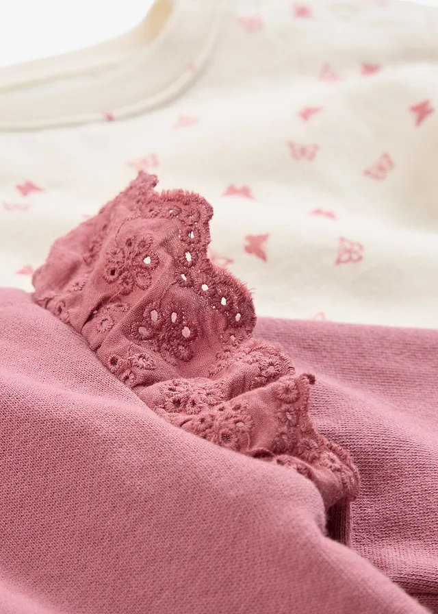 Lot de 2 sweats 100% coton • vieux rose+beige naturel imprimé • product-page.page-title-suffix