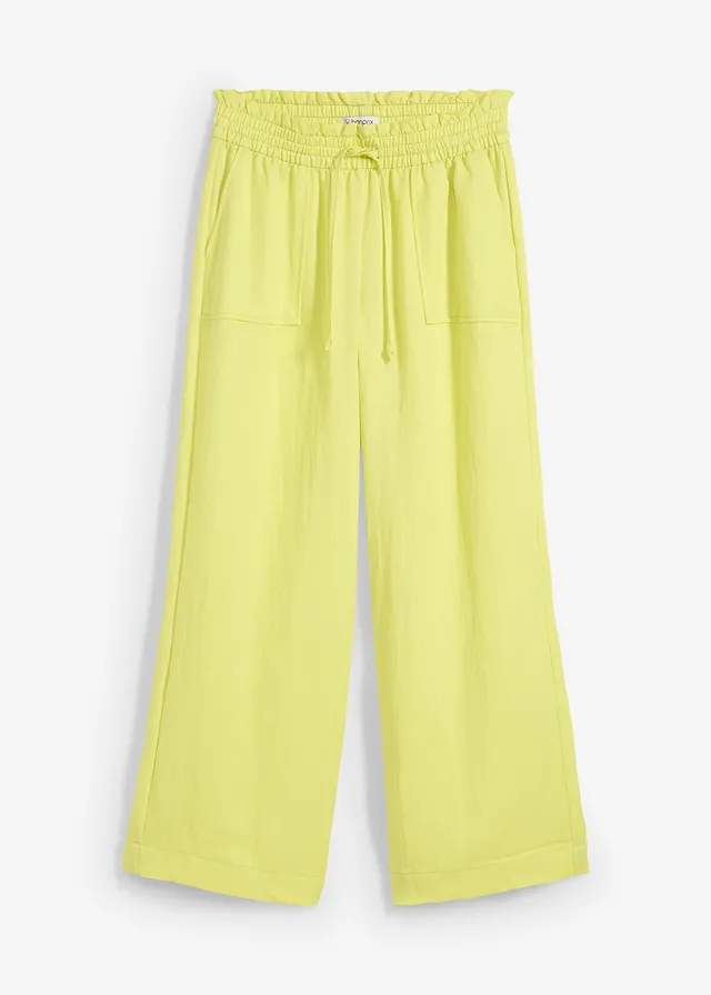 Pantalon large et fluide en lyocell mélangé • jaune citron • Boutique bonprix