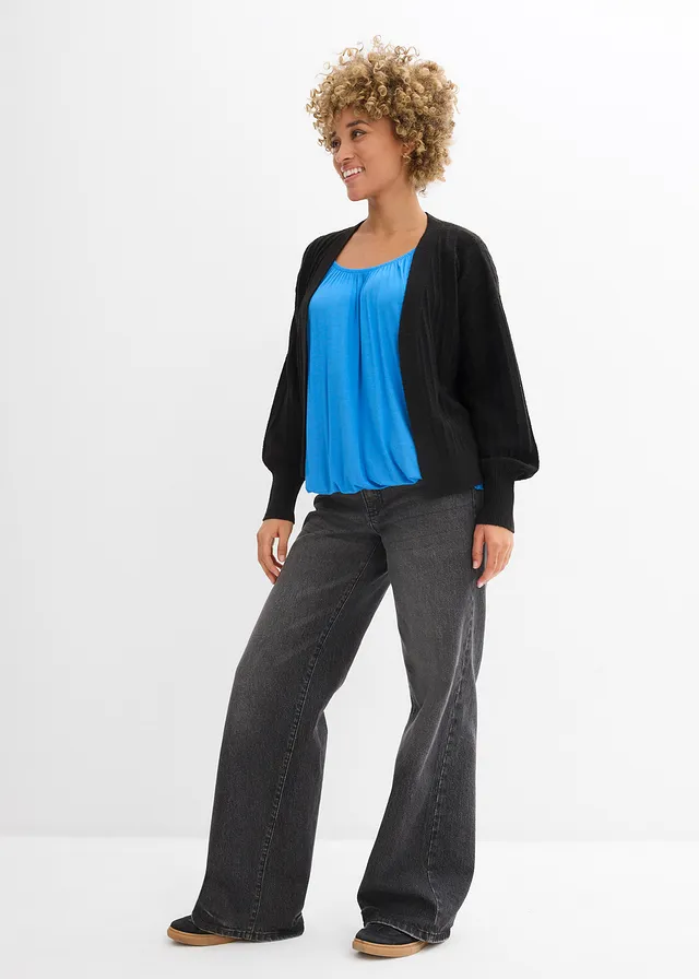 T-shirt doux en viscose extensible, Couleur: bleu glacier