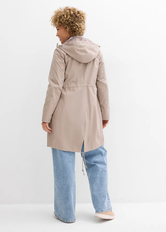 Parka met capuchon, Kleur: taupe
