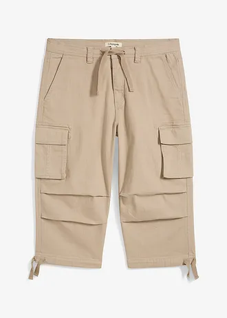 3/4 strečové cargo kalhoty, Loose Fit, extra široké • písková • bonprix obchod