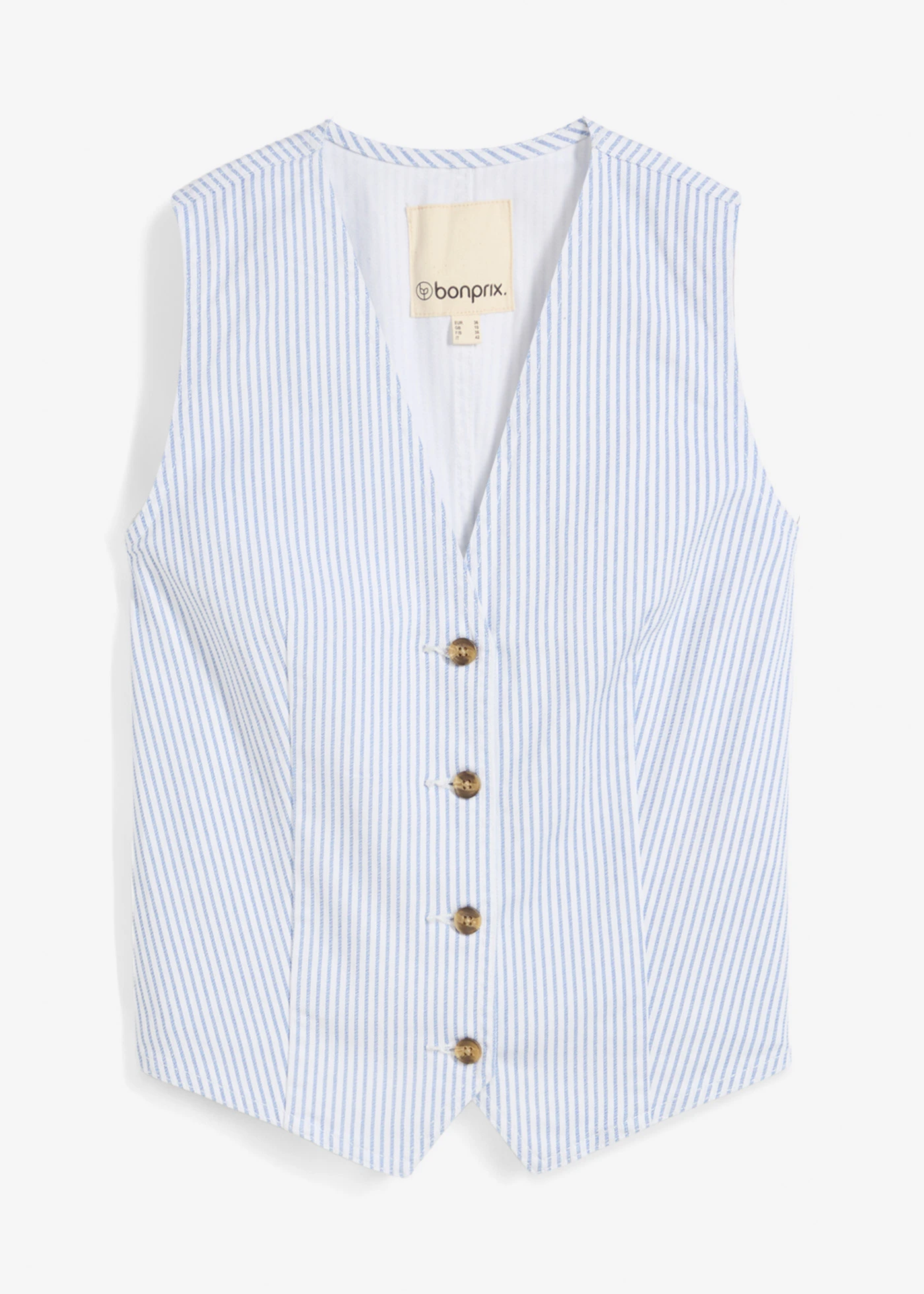 Vestă de blugi, în dungi • alb dungat • magazin bonprix