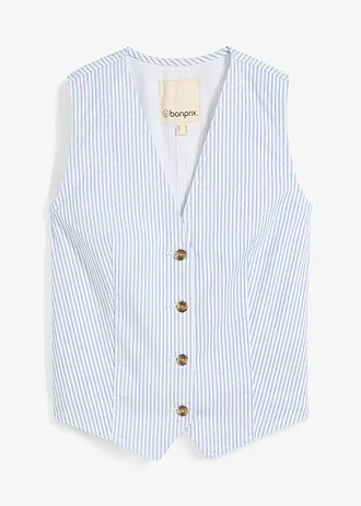 Gilet sans manches rayé en jean • blanc rayé • Boutique bonprix