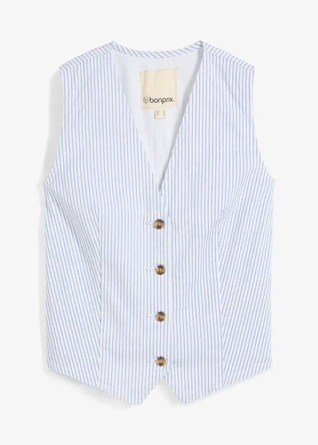 Jeans gilet gestreept, Kleur: wit gestreept