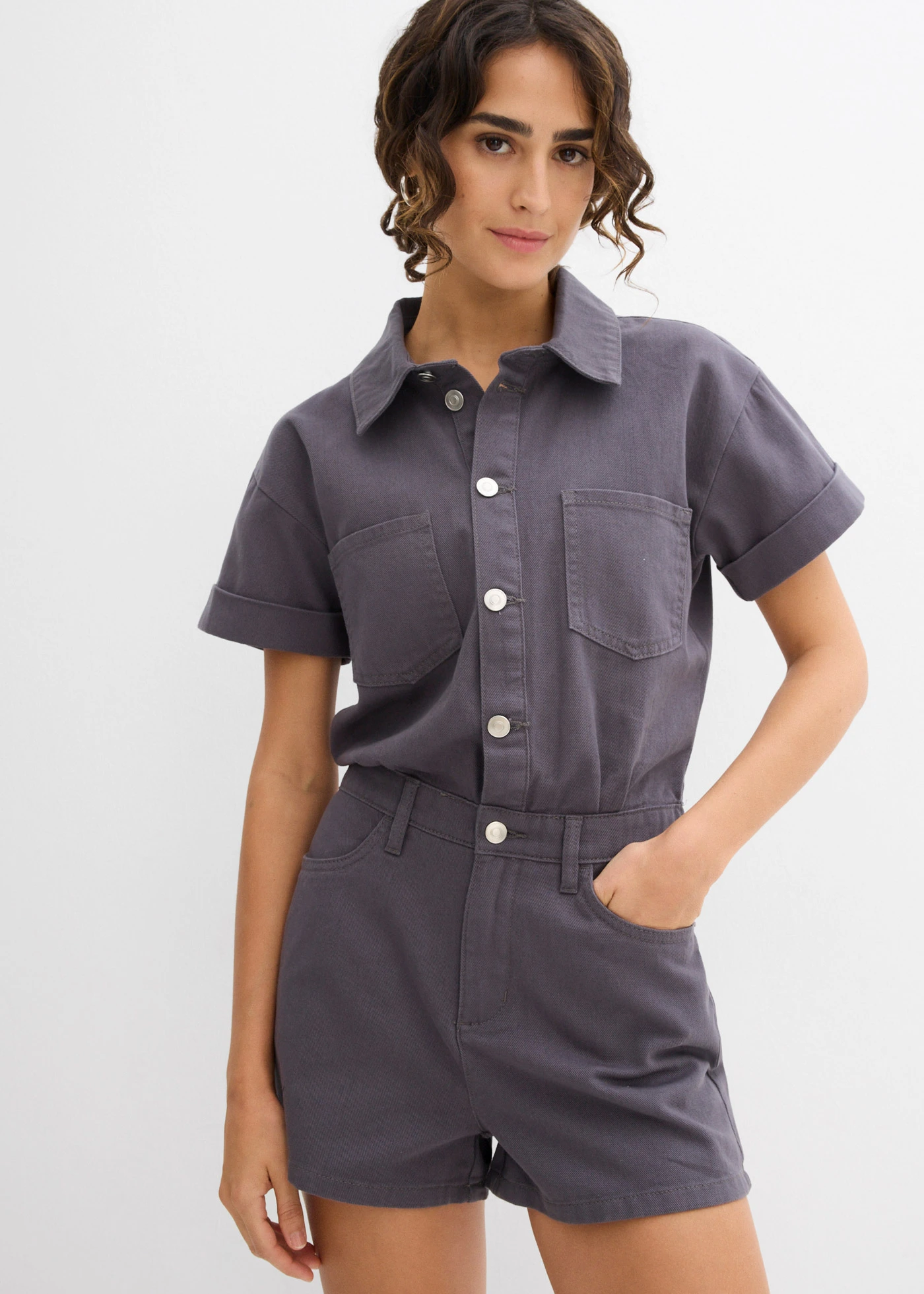 Krátký overal z čisté bavlny • břidlicově šedá sepraná • bonprix obchod