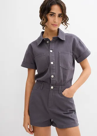 Krátký overal z čisté bavlny • břidlicově šedá sepraná • bonprix obchod