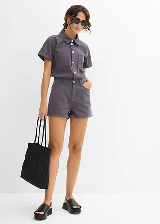 Krátký overal z čisté bavlny • břidlicově šedá sepraná • bonprix obchod