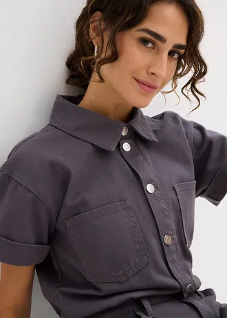 Krátký overal z čisté bavlny • břidlicově šedá sepraná • bonprix obchod