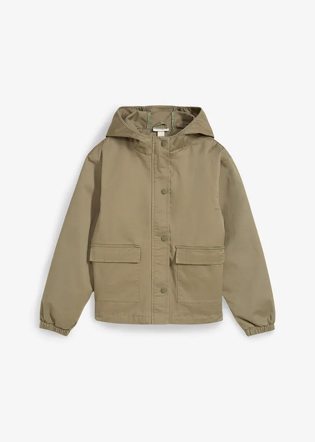 Veste en twill avec poches plaquées et capuche