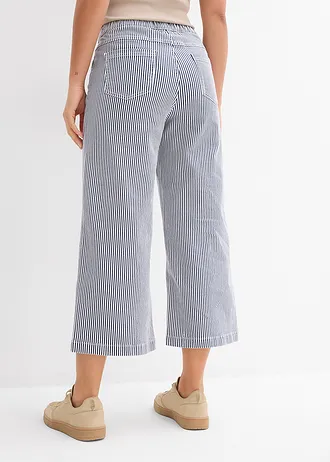 Keprové kalhoty s pohodlným pasem • tmavě modro-přírodní bílá s proužky • bonprix obchod