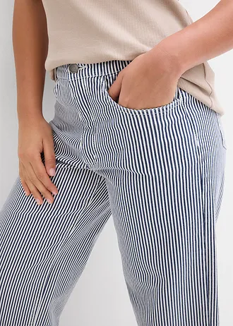 Keprové kalhoty s pohodlným pasem • tmavě modro-přírodní bílá s proužky • bonprix obchod