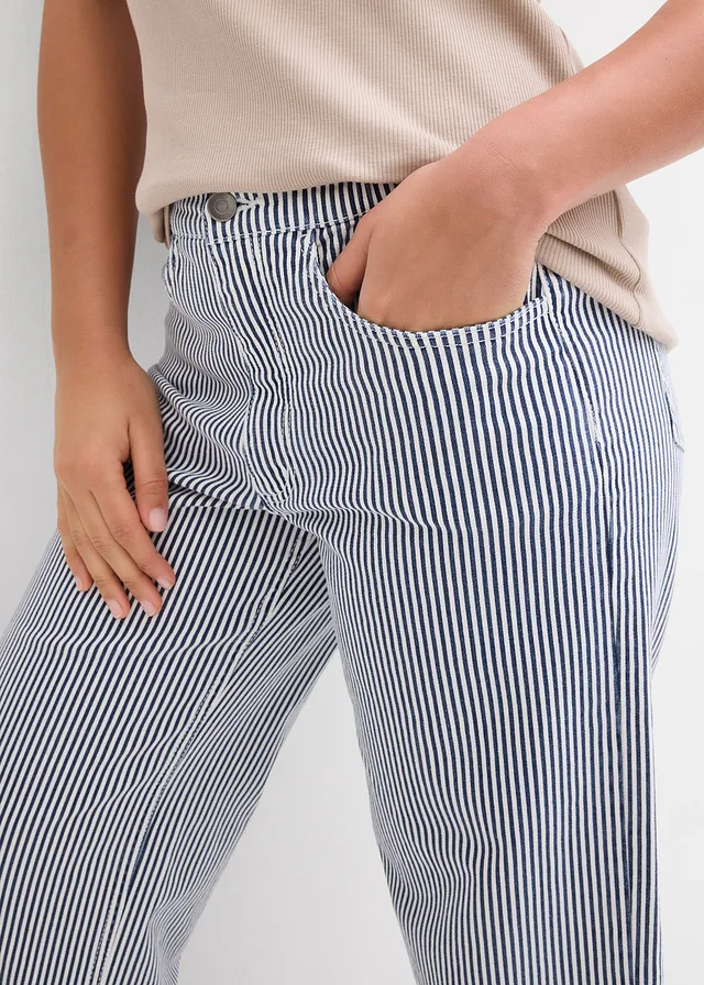 Twill broek met een comfortabele band • donkerblauw/wolwit gestreept • product-page.page-title-suffix