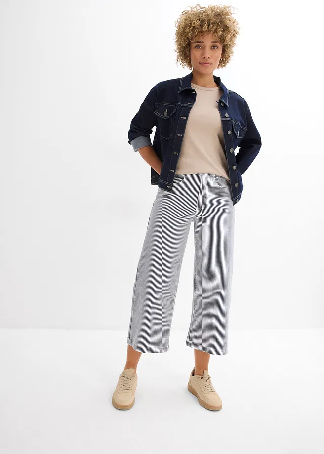 Twill broek met een comfortabele band • donkerblauw/wolwit gestreept • product-page.page-title-suffix