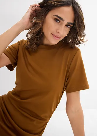 Shirtjurk met plooien • nougat • bonprix online shop