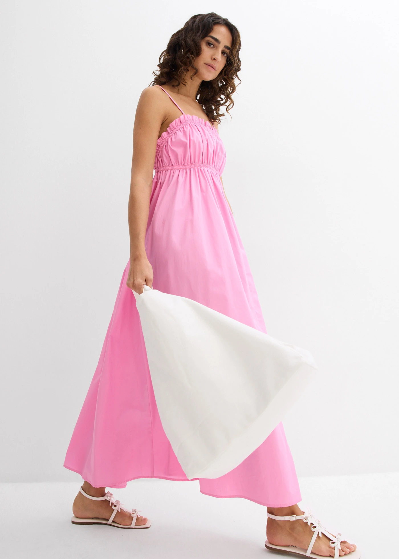 Jurk met spaghettibandjes van biologisch katoen • roze • bonprix online shop