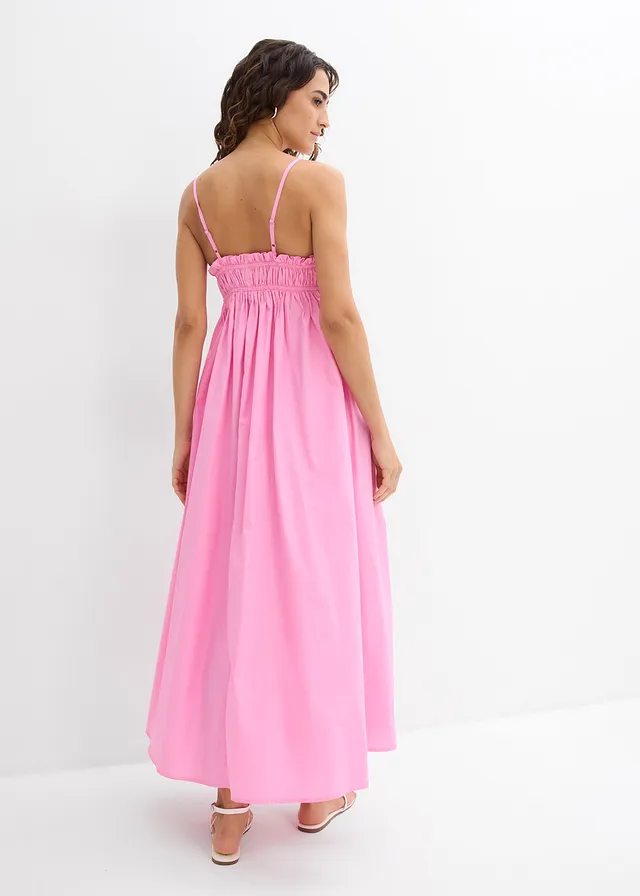 Robe 100% coton à fines bretelles, Couleur: rose