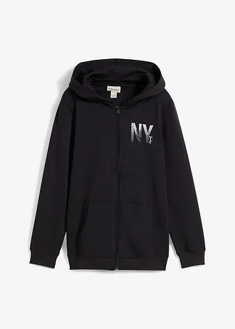 Sweat zippé à capuche en coton mélangé